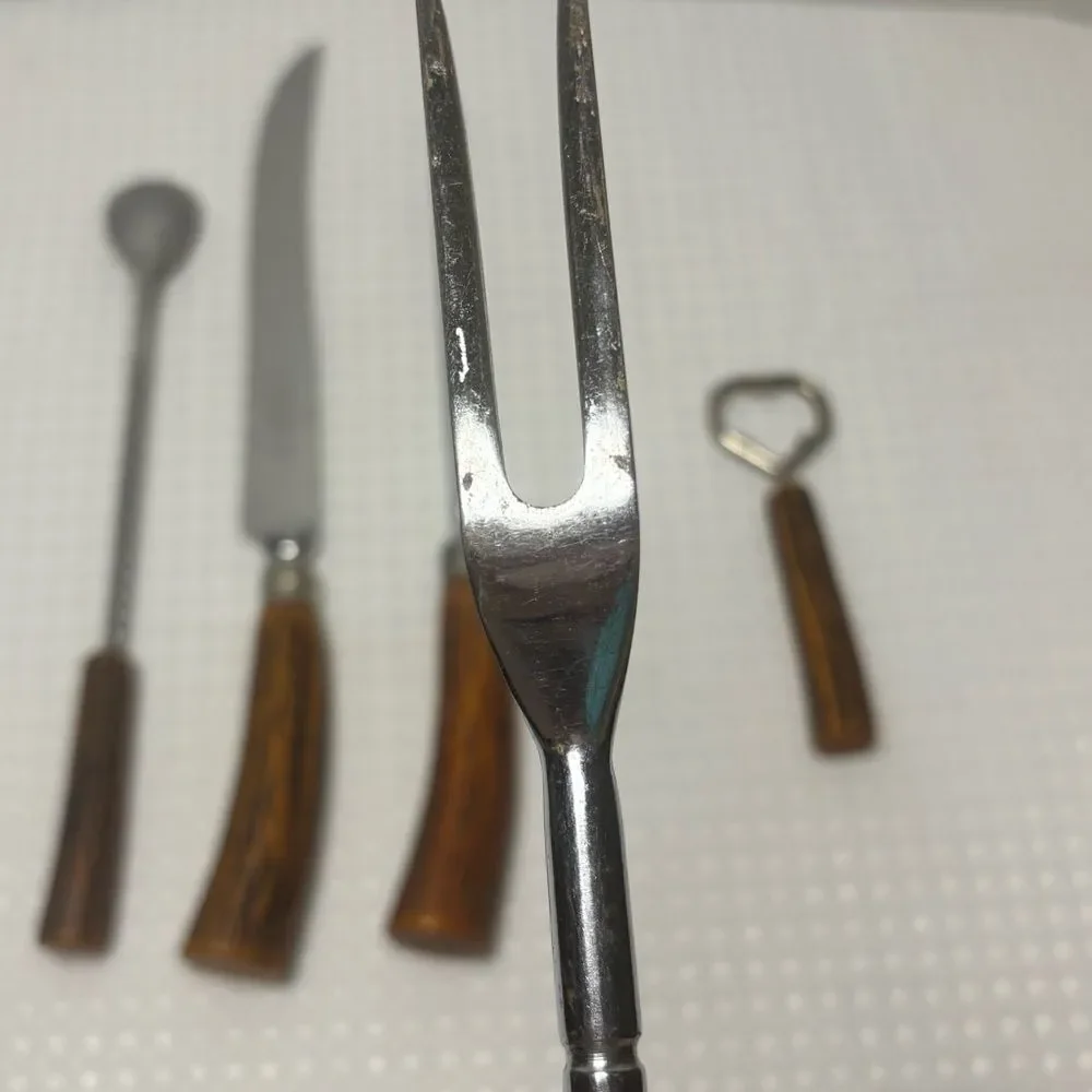 E. Parker & Sons MCM Faux Antler 5 Piece Carving/Bar Set